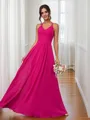 A-Line/Princess Chiffon Ruched V-neck Sleeveless Floor-Length Bridesmaid Dresses