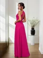 A-Line/Princess Chiffon Ruched V-neck Sleeveless Floor-Length Bridesmaid Dresses