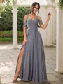 A-Line/Princess Chiffon Ruched Straps Sleeveless Floor-Length Bridesmaid Dresses