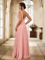A-Line/Princess Chiffon Ruched V-neck Sleeveless Floor-Length Bridesmaid Dresses