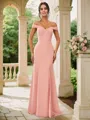 Sheath/Column Chiffon Ruched Off-the-Shoulder Sleeveless Floor-Length Bridesmaid Dresses