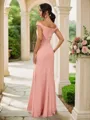 Sheath/Column Chiffon Ruched Off-the-Shoulder Sleeveless Floor-Length Bridesmaid Dresses