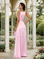 A-Line/Princess Silk Like Satin Ruffles Halter Sleeveless Floor-Length Bridesmaid Dresses
