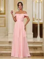 A-Line/Princess Chiffon Ruched Off-the-Shoulder Sleeveless Sweep/Brush Train Bridesmaid Dresses