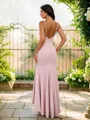 Sheath/Column Stretch Crepe Ruched V-neck Sleeveless Floor-Length Bridesmaid Dresses