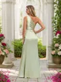Sheath/Column Silk Like Satin Ruched One-Shoulder Sleeveless Floor-Length Bridesmaid Dresses