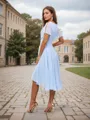 A-line/Princess Chiffon Ruched V-neck Short Sleeves Asymmetrical Bridesmaid Dresses