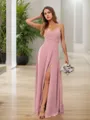 A-line/Princess Chiffon Ruched V-neck Sleeveless Floor-Length Bridesmaid Dresses