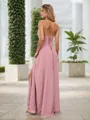 A-line/Princess Chiffon Ruched V-neck Sleeveless Floor-Length Bridesmaid Dresses