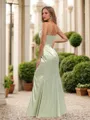Sheath/Column Silk Like Satin Ruched Spaghetti Straps Sleeveless Floor-Length Bridesmaid Dresses