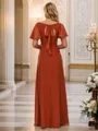 A-line/Princess Chiffon Ruched V-neck Short Sleeves Floor-Length Bridesmaid Dresses