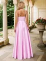 A-line/Princess Satin V-neck Sleeveless Floor-Length Bridesmaid Dresses