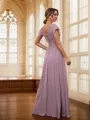 A-line/Princess Chiffon Ruched V-neck Short Sleeves Floor-Length Bridesmaid Dresses