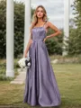 A-line/Princess Satin Spaghetti Straps Sleeveless Sweep/Brush Train Corset Bridesmaid Dresses