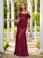 Sheath/Column Silk Like Satin Ruched Sleeveless Floor-Length Bridesmaid Dresses