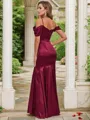 Sheath/Column Silk Like Satin Ruched Sleeveless Floor-Length Bridesmaid Dresses