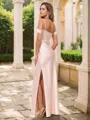 Sheath/Column Silk Like Satin Ruched Sleeveless Floor-Length Corset Bridesmaid Dresses