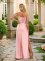Sheath/Column Silk Like Satin Ruched Spaghetti Straps Sleeveless Floor-Length Bridesmaid Dresses