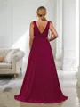 A-line/Princess Chiffon Ruched V-neck Sleeveless Sweep/Brush Train Bridesmaid Dresses