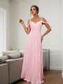 A-line/Princess Chiffon Ruched Sleeveless Floor-Length Bridesmaid Dresses
