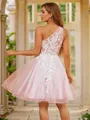 A-Line/Princess Tulle Lace One-Shoulder Sleeveless Short/Mini Dresses