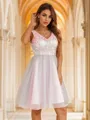 A-Line/Princess Sequin V-neck Sleeveless Short/Mini Dresses