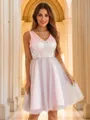 A-Line/Princess Sequin V-neck Sleeveless Short/Mini Dresses