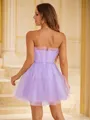 A-Line/Princess Tulle Ruffles Strapless Sleeveless Short/Mini Dresses