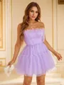 A-Line/Princess Tulle Ruffles Strapless Sleeveless Short/Mini Dresses