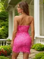 Sheath/Column Lace Strapless Sleeveless Short/Mini Dresses