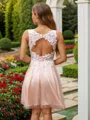 A-Line/Princess Tulle Applique V-neck Sleeveless Short/Mini Dresses
