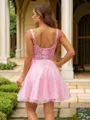 A-Line/Princess Tulle Applique Scoop Sleeveless Short/Mini Dresses