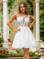 A-Line/Princess Tulle Lace Scoop Sleeveless Short/Mini Dresses