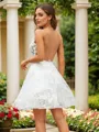 A-Line/Princess Tulle Lace Scoop Sleeveless Short/Mini Dresses