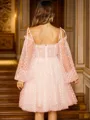 A-Line/Princess Ruffles Straps Long Sleeves Knee-Length Dresses