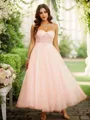 A-Line/Princess Ruffles Spaghetti Straps Sleeveless Ankle-Length Dresses