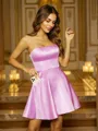 A-Line/Princess Satin Ruffles Strapless Sleeveless Short/Mini Dresses