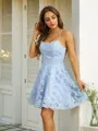 A-Line/Princess Lace Ruffles Spaghetti Straps Sleeveless Short/Mini Dresses