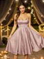 A-Line/Princess Charmeuse Ruffles Sweetheart Sleeveless Knee-Length Dresses