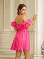 A-Line/Princess Chiffon Ruched Off-the-Shoulder Short Sleeves Short/Mini Dresses