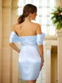 Sheath/Column Silk Like Satin Ruched Off-the-Shoulder Sleeveless Short/Mini Dresses