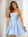 A-Line/Princess Lace Spaghetti Straps Sleeveless Short/Mini Dresses
