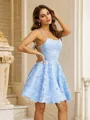 A-Line/Princess Lace Spaghetti Straps Sleeveless Short/Mini Dresses