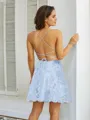 A-Line/Princess Lace Spaghetti Straps Sleeveless Short/Mini Dresses