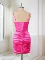 Sheath/Column Ruched Spaghetti Straps Sleeveless Short/Mini Dresses