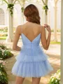 A-Line/Princess Tulle Layers Spaghetti Straps Sleeveless Short/Mini Dresses