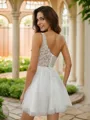 A-Line/Princess Tulle Applique One-Shoulder Sleeveless Short/Mini Dresses