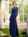 Sheath/Column Chiffon Applique Bateau 3/4 Sleeves Floor-Length Mother of the Bride Dresses