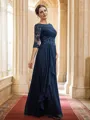 A-Line/Princess Chiffon Applique Bateau 3/4 Sleeves Floor-Length Mother of the Bride Dresses