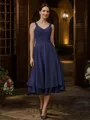 A-Line/Princess Chiffon Ruched V-neck Sleeveless Tea-Length Mother of the Bride Dresses